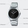 A2428-infographic Casio Enticer Women's Black Dial Analog Watch