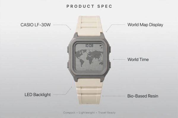 Casio LF-30W World Map Digital Watch – Travel