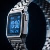 D426-angle Casio Vintage A158 Blue Dial Digital Watch