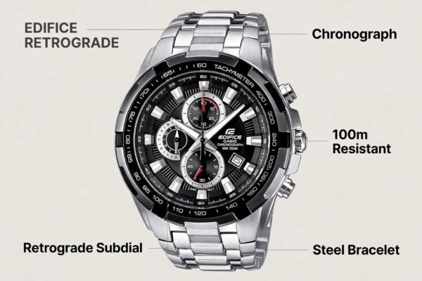 Casio Edifice Black Chronograph ED513 – Retrograde