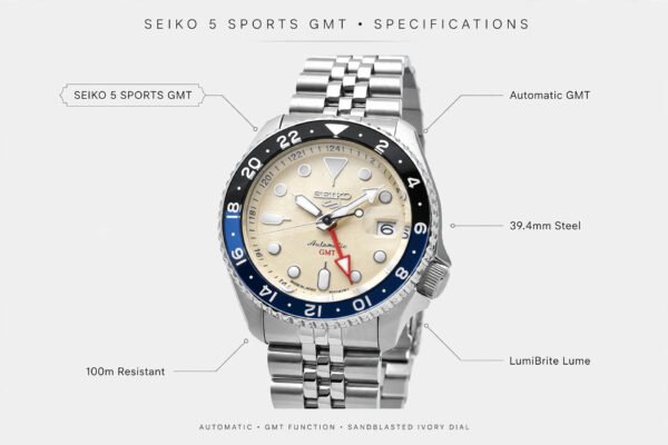 Seiko 5 Sports GMT Desert Sand Automatic Watch